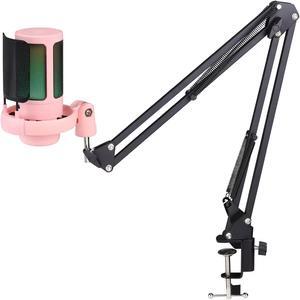 Desktop Microphone Usb Rgb Live Podcasting Professional RGB Gaming Studio Condenser Microphone With Adjustable Stand Pink