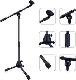 Adjustable microphone stand, suitable for guitar and drum performances.