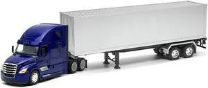 Freightliner Cascadia Truck Blue Metallic with Gray Container "Transporter" Series 1/32 Diecast Model by Welly Freightliner Cascadia Truck Blue Metallic with Gray Container "Transporter" Series 1/32 Diecast Model by Welly