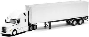 Freightliner Cascadia Truck White with White Container "Transporter" Series 1/32 Diecast Model by Welly Freightliner Cascadia Truck White with White Container "Transporter" Series 1/32 Diecast Model by Welly