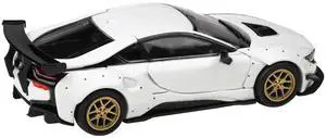 i8 Liberty Walk White with Gold Wheels 1/64 Diecast Model Car by Paragon Models