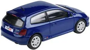 2001 Honda Civic Type R EP3 Vivid Blue Pearl Metallic 1/64 Diecast Model Car by Paragon Models