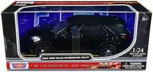 2022 Ford Police Interceptor Utility Unmarked Slick-Top Black 1/24 Diecast Model Car by Motormax