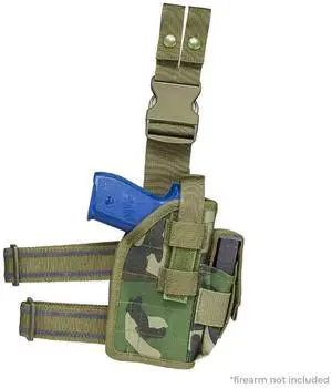 NC Star CVDLHOL2954WC Drop Leg Universal Holster, Woodland Camouflage, Full Size