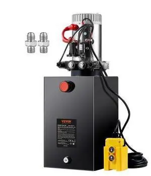 VEVOR Hydraulic Pump, 15 Quart Hydraulic Power Unit, Double Acting Dump Trailer Pump, 0.91 GPM Flow Rate, 3200 PSI Max Relief Pressure, DC 12V Hydraulic Pump for Dump Trailer Car Lifting