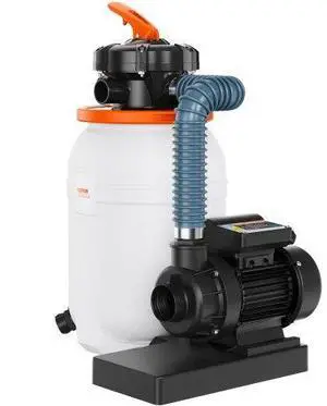 VEVOR Sand Filter Pump for Above Ground Pools, 10-inch, 1585 GPH, 0.33 HP Swimming Pool Pumps System & Filters Combo Set with 5-Way Multi-Port Valve & Pressure Gauge, for Domestic and Commercial Pools