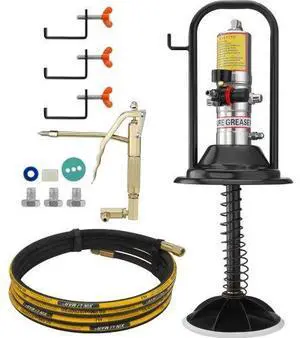 VEVOR Grease Pump, 50:1 Pressure Ratio Air Operated Grease Pump with 13 ft High Pressure Hose and Grease Gun, Pneumatic Grease Pump with Barrel Cap, Portable Lubrication Grease Pump 360° Gun Head