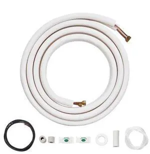 VEVOR 16FT Mini Split Line Set, 1/4" & 3/8" O.D Copper Pipes Tubing and Triple-Layer Insulation, for Air Conditioning or Heating Pump Equipment & HVAC with Rich Accessories (18ft Connection Cable)