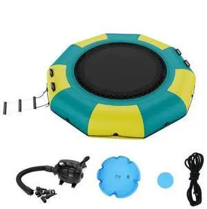 VEVOR Inflatable Water Bouncer, 10ft Recreational Water Trampoline, Portable Bounce Swim Platform with 3-Step Ladder & Electric Air Pump, Kids Adults Floating Rebounder for Pool, Lake, Water Sports