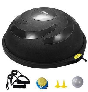 VEVOR Half Exercise Ball Trainer, 26 inch Balance Ball Trainer, 1500lbs Capacity Stability Ball, Yoga Ball with Resistance Bands & Foot Pump, Strength Fitness Ball for Home Gym Full Body Workout Black