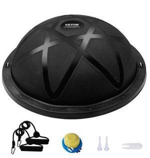 VEVOR Half Exercise Ball Trainer, 23 inch Balance Ball Trainer, 660 lbs Capacity Stability Ball, Yoga Ball with Resistance Bands and Pump, Strength Fitness Ball for Home Gym, Full Body Workouts, Black