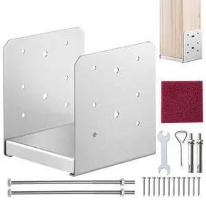 VEVOR 6"x 6" Post Base, 1Pcs Stainless Steel Adjustable Post Anchor Bracket(Internal 5.9 x 5.5"), Adjustable Post Base for Pavilion Deck Porch Handrail Railing Support Decorative Anchor Plate