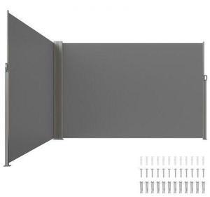 VEVOR Retractable Side Awning, 79''x 236'' Outdoor Privacy Screen, 180g Polyester Water-proof Retractable Patio Screen, UV 30+ Room Divider Wind Screen for Patio, Backyard, Balcony, Gray
