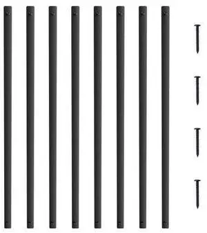 VEVOR Staircase Metal Balusters, 29.5'' x 1'' Flat Aluminum Alloy Decorative Banister Spindles, 51 Pack Deck Baluster with Screws, Classic Hollow Deck Railing Satin Black Powder Coated for Porch