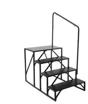 VEVOR RV Steps, 4-Step RV Stairs, 440 LBS Load Capacity, Thickened Carbon Steel, With Handrail, Non-Slip Steps for Safe Entry and Exit, Suit for RV, Trailer, Camper Steps