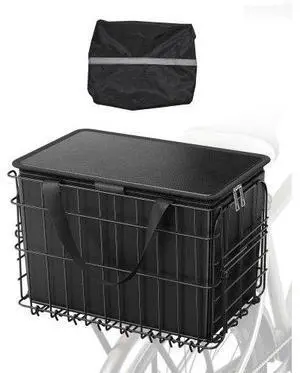 Rear Bike Basket Folding Bicycle Basket Cargo Net Liner Waterproof Cover