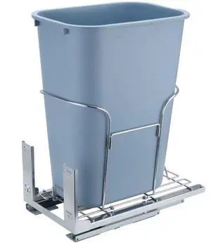 VEVOR Pull-Out Trash Can, 35L Single Bin, Under Mount Kitchen Waste Container with Slide, Handle and Door Mounting Kit, 110 lbs Load Capacity Heavy Duty Garbage Recycling Bin for Kitchen Cabinet, Sink
