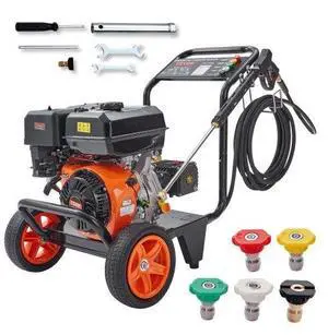 VEVOR Gas Pressure Washer, 4400 PSI 4.0 GPM, Gas Powered Pressure Washer with Copper Pump, Spray Gun and Extension Wand, 5 Quick Connect Nozzles, for Cleaning Cars, Homes, Driveways, Patios