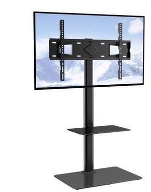 VEVOR TV Stand Mount, Swivel Tall TV Stand for 32 to 65 inch TVs, Height Adjustable Portable Floor TV Stand with Tempered Glass Base for Bedroom, Living Room
