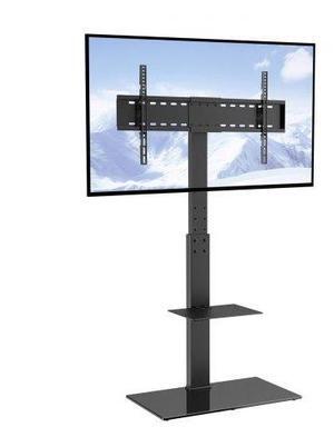 VEVOR TV Stand Mount, Swivel Tall TV Stand for 32 to 85 inch TVs, Height Adjustable Portable Floor TV Stand with Tempered Glass Base for Bedroom, Living Room