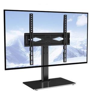 VEVOR TV Stand Mount, Swivel Universal TV Stand for 32 to 55 inch TVs, Height Adjustable Portable Floor TV Stand with Tempered Glass Base for Bedroom, Living Room