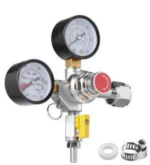 VEVOR Double Gauge Regulator, CO2 Regulator Gauge with 0-60PSI, Heavy Duty CO2 Gauge Gas System, Draft Beer Regulator with Check Valve, Adjustable Pressure Regulator for Draft Beer Homebrew, CGA320