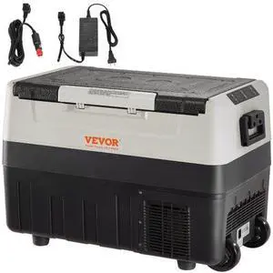 VEVOR Car Refrigerator, 12 Volt Car Refrigerator Fridge, 58 QT/55 L Dual Zone Portable Freezer, -4-50 Adjustable Range, 12/24V DC and 100-240V AC Compressor Cooler for Outdoor, Camping, Travel, RV