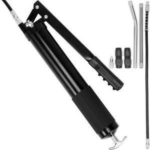 VEVOR Grease Gun, 10000 PSI Max. Working Pressure, 20 OZ / 600 CC Capacity Heavy Duty Lever Action Grease Gun Kit, Includes 18.5 Inch Flexible Hose, 2 Black Flat Couplers, and 1 Straight Metal Pipes