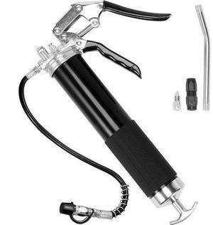 VEVOR Pistol Grip Grease Gun, 6000 PSI, 14 OZ / 400 CC Capacity Heavy Duty Professional Grease Gun, with 17.72 Inch Flexible Hose 1 Black Flat Coupler, 1 Pointed Coupler, and 1 Bent Metal Pipe