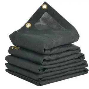VEVOR Dump Truck Mesh Tarp, 7 x 18 ft, PVC Coated Black Heavy Duty Cover with 5.5" 18oz Double Pocket, Brass Grommets, Reinforced Double Needle Stitch Webbing Fits Manual or Electric Dump Truck System