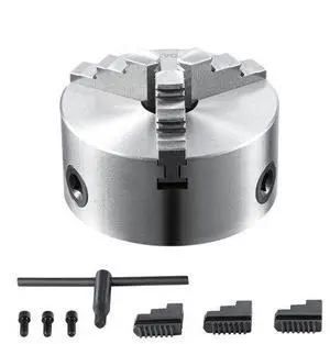 VEVOR 3-Jaw Lathe Chuck, 6'', Self-Centering Lathe Chuck, 0.14- 6.3 in/3.5-160 mm Clamping Range with T-key Fixing Screws Reversible Jaws, for Lathe 3D Printer Machining Center Milling Drilling Machin