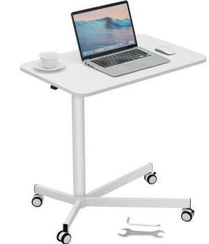 VEVOR Mobile Standing Desk, 28.5"-44.2" Gas-Spring Height Adjustable Sit-Stand Desk, 360° Swivel Wheels (2 Lockable) Portable Rolling Laptop Table Computer Cart for Home Office School, 44LBS Loading