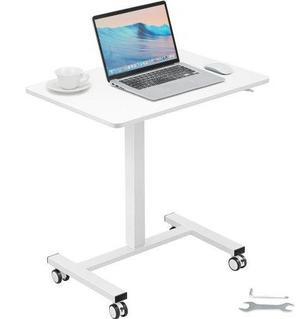 VEVOR Mobile Standing Desk, 28"-44" Gas-Spring Height Adjustable Sit-Stand Desk, 4 360° Swivel Wheels (2 Lockable) Portable Rolling Laptop Table Computer Cart for Home Office School, 40LBS Loading