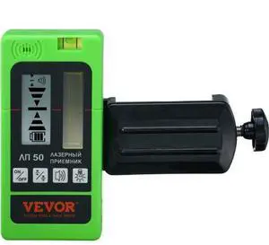 VEVOR Laser Receiver for Laser Level, 197 ft Working Range, Green Laser and Red Beam Detector for Pulsing Line Lasers, Adjustable Speaker & Dual LCD Display & Built-In Bubble Level, Clamp Included