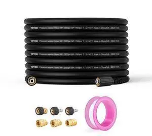 VEVOR Pressure Washer Hose, 100FT, 1/4" Kink Free M22-14mm Brass Thread Replacement For Most Brand Pressure Washers, 3/4'' Bending Radius, 4200 PSI Heavy Duty Power Washer Extension Replacement Hose