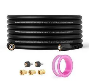 VEVOR Pressure Washer Hose, 50 FT, 1/4" Kink Free M22-14mm Brass Thread Replacement For Most Brand Pressure Washers, 3/4'' Bending Radius, 3600 PSI Heavy Duty Power Washer Extension Replacement Hose