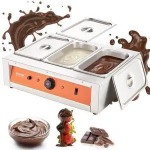 VEVOR Chocolate Tempering Machine, 26.5 Lbs 3 Tanks Chocolate Melting Pot TEMP Control 86~185, 1500W Stainless Steel Electric Commercial Food Warmer For Chocolate/Milk/Cream Melting and Heating