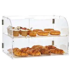 VEVOR Pastry Display Case, 2-Tier Commercial Countertop Bakery Display Case, Acrylic Display Box with Rear Door Access & Removable Shelves, Keep Fresh for Donut Bagels Cake Cookie, 22"x14"x14"