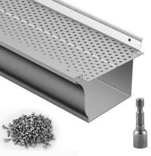 VEVOR Gutter Guard, 5 inch Width, Aluminum Leaf Filter DIY Gutter Cover, 13 PCS 52 ft Total Length, 0.157'' Hole Diameter & 0.02'' Thick Raptor Gutter Guards Fits Any Roof or Gutter Type