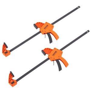 VEVOR Bar Clamps for Woodworking, 2-Pack 24" One-Handed Clamp/Spreader, Quick-Change F Clamp with 300 lbs Load Limit, High-strength Plastic and Carbon Steel, Wood Clamps for Woodworking Metal Working