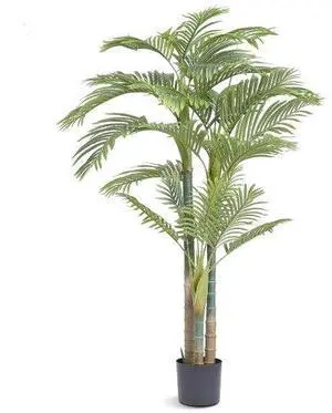 VEVOR Artificial Gold Cane Palm Tree, 6.5 FT Tall Faux Plant, PE Material & Anti-Tip Tilt Protection Low-Maintenance Plant, Lifelike Green Fake Tree for Home Office Warehouse Decor Indoor Outdoor