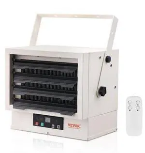 VEVOR Electric Garage Heater, 5000-Watt Digital Fan-Forced Wall/Ceiling Mount Shop Heater, with Remote Control Overheat Protection, Hardwired Heater with 9-Hour Timer, Ideal for Workshop, ETL Listed