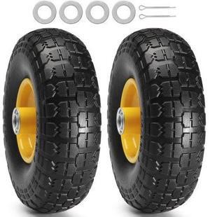 VEVOR Solid PU Run-Flat Tire Wheel, 10", 2-Pack, 400 lbs Dynamic Load, 450 lbs Static Load, Flat Free Tubeless Tires and Wheels for Hand Truck, Utility Cart, Dollies, Garden Trailers, Various Carts