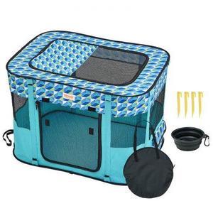 VEVOR Foldable Pet Playpen, 32'' x 24'' x 22'' Portable Dog Playpen, Crate Kennel for Puppy, Dog, Cat, Waterproof 600D Oxford Cloth, Removable Zipper, for Indoor Outdoor Travel Camping (Rectangle, S)