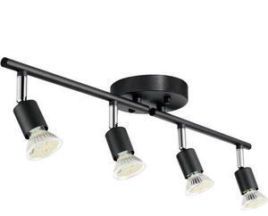 VEVOR 4-Light LED Track Lighting Kit, Ceiling Spot Light with Rotatable Light Arms and Heads, 24.8" Track Lighting Fixture, Included 4 GU10 3000K Bulbs for Indoors Exhibition, Kitchen, Living Room