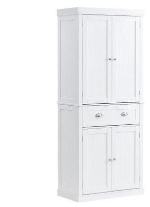 VEVOR 72" Kitchen Pantry Storage Cabinet, Freestanding Utility Cabinets with Doors, Drawer and 3 Adjustable Shelves, Tall Food Buffet Pantries for Kitchen, Living Room, Dinning Room, Laundry, White