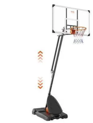 VEVOR Basketball Hoop, 7.6-10 ft Adjustable Height Portable Backboard System, 54 inch Basketball Hoop & Goal, Kids & Adults Basketball Set with Wheels, Stand, and Fillable Base, for Outdoor/Indoor