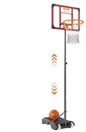 VEVOR Basketball Hoop, 5-7 ft Adjustable Height Portable Backboard System, 28 inch Basketball Hoop & Goal, Kids & Adults Basketball Set with Wheels, Stand, and Fillable Base, for Outdoor/Indoor