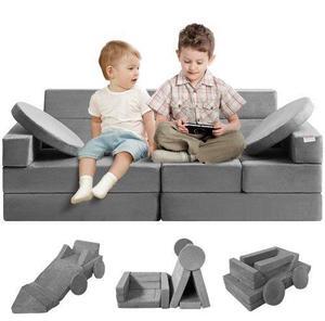 VEVOR Play Couch, Modular Kids Nugget Couch 15pcs, Toddler Foam Sofa Couch with High-density 25D Sponge for Playing, Creating, Sleeping, Imaginative Kids Furniture for Bedroom and Playroom