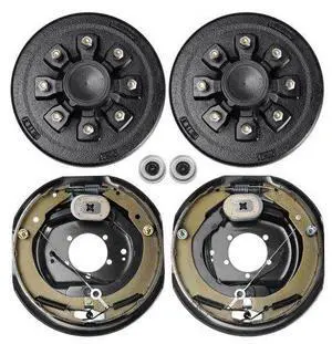 VEVOR Trailer Hub Drum Kits 8 on 6.5" B.C. with 12" x 2" Electric Brakes, Self-Adjusting Trailer Brake Assembly for 7000 lbs Axle, 5-Hole Mounting, Backing Plates for Brake System Part Replacement
